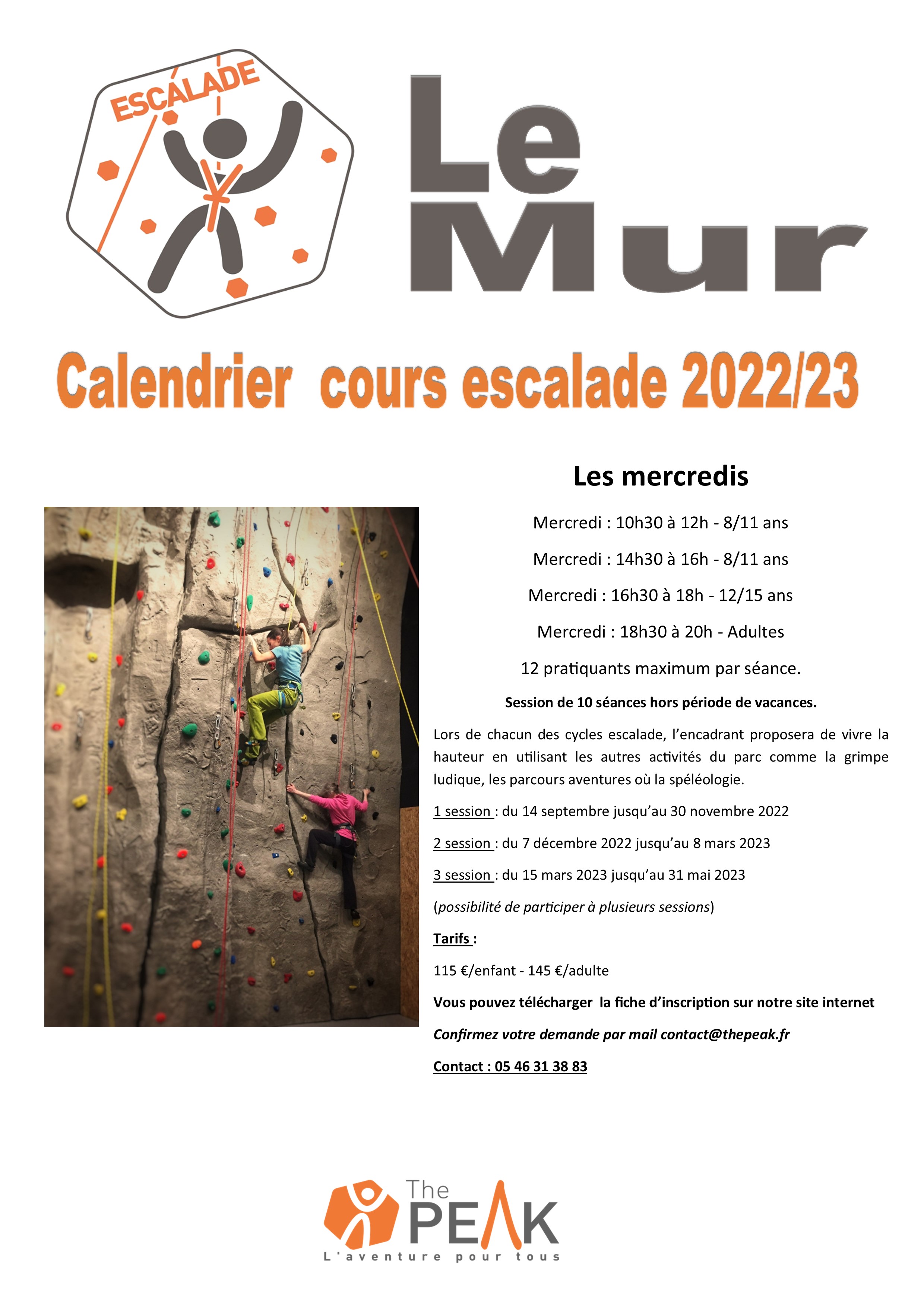 Dates escalade 2022 23
